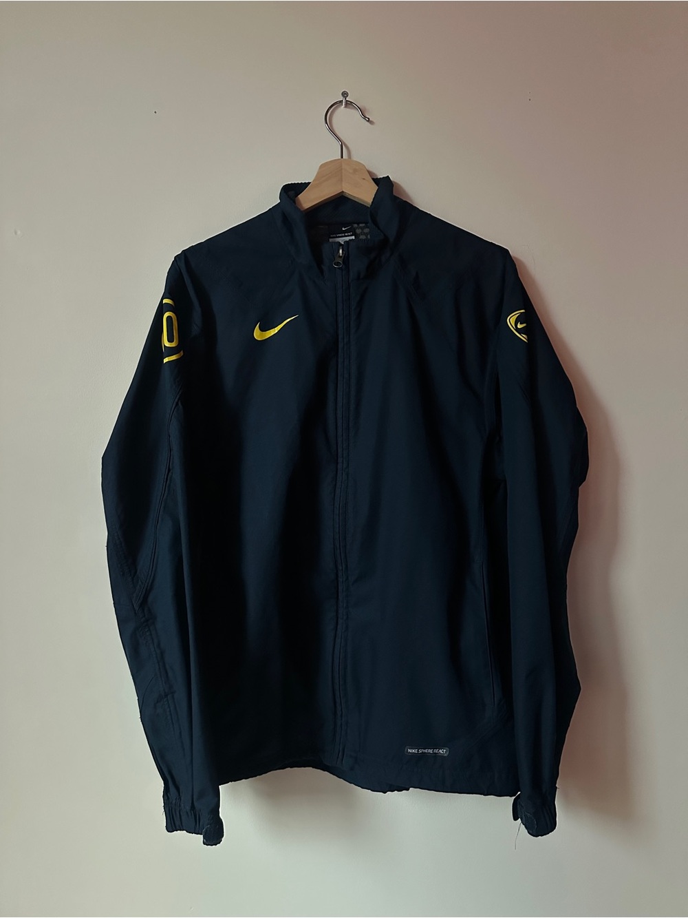 Nike Navy Windbreaker Jacket with Yellow Accents